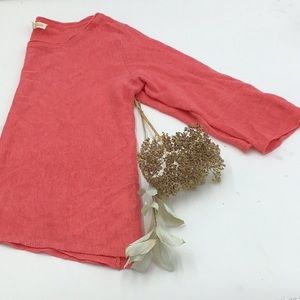 Eileen Fisher Coral Linen Top